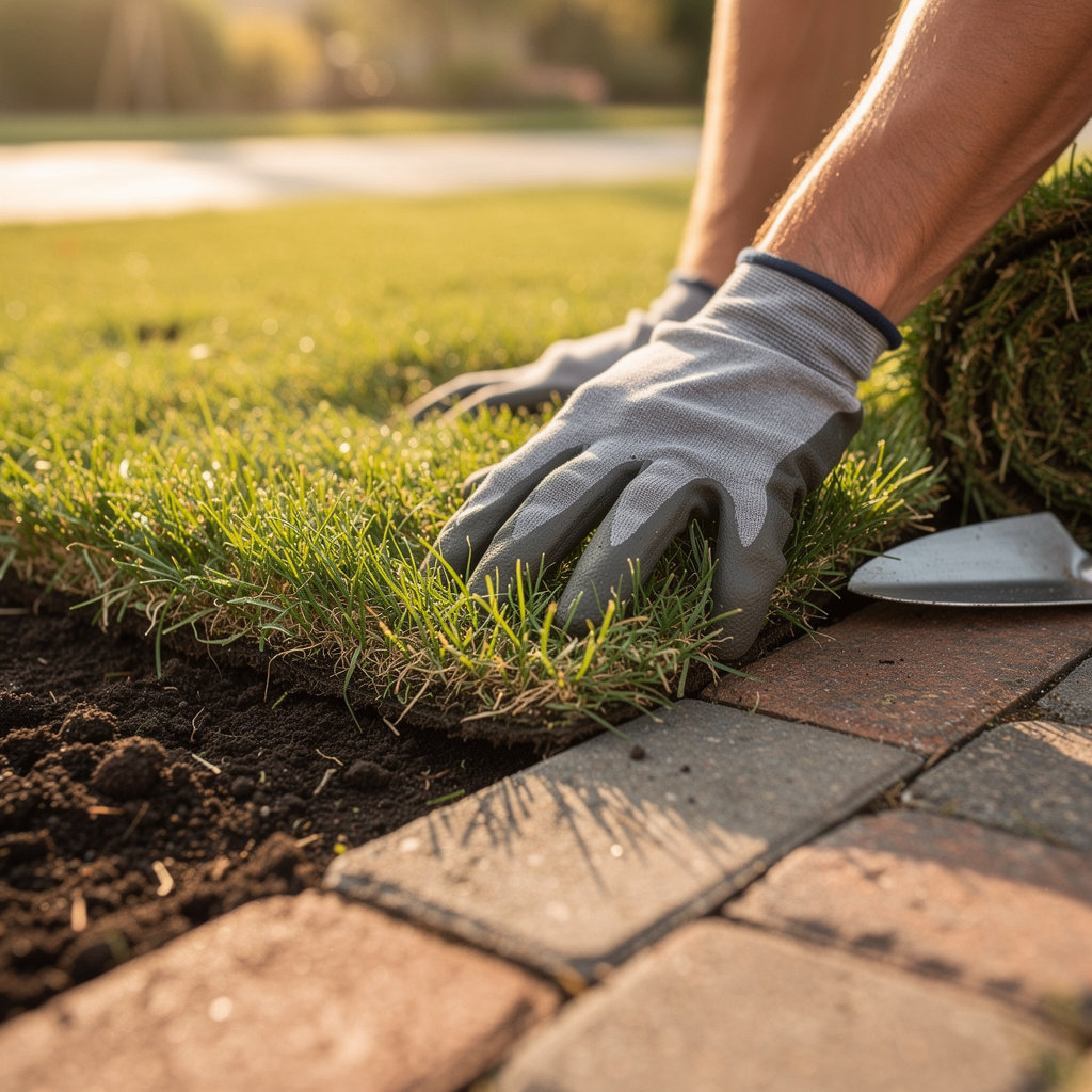 Camel Landscaping team working on a project in Bastrop, TX, showcasing our step-by-step landscaping process